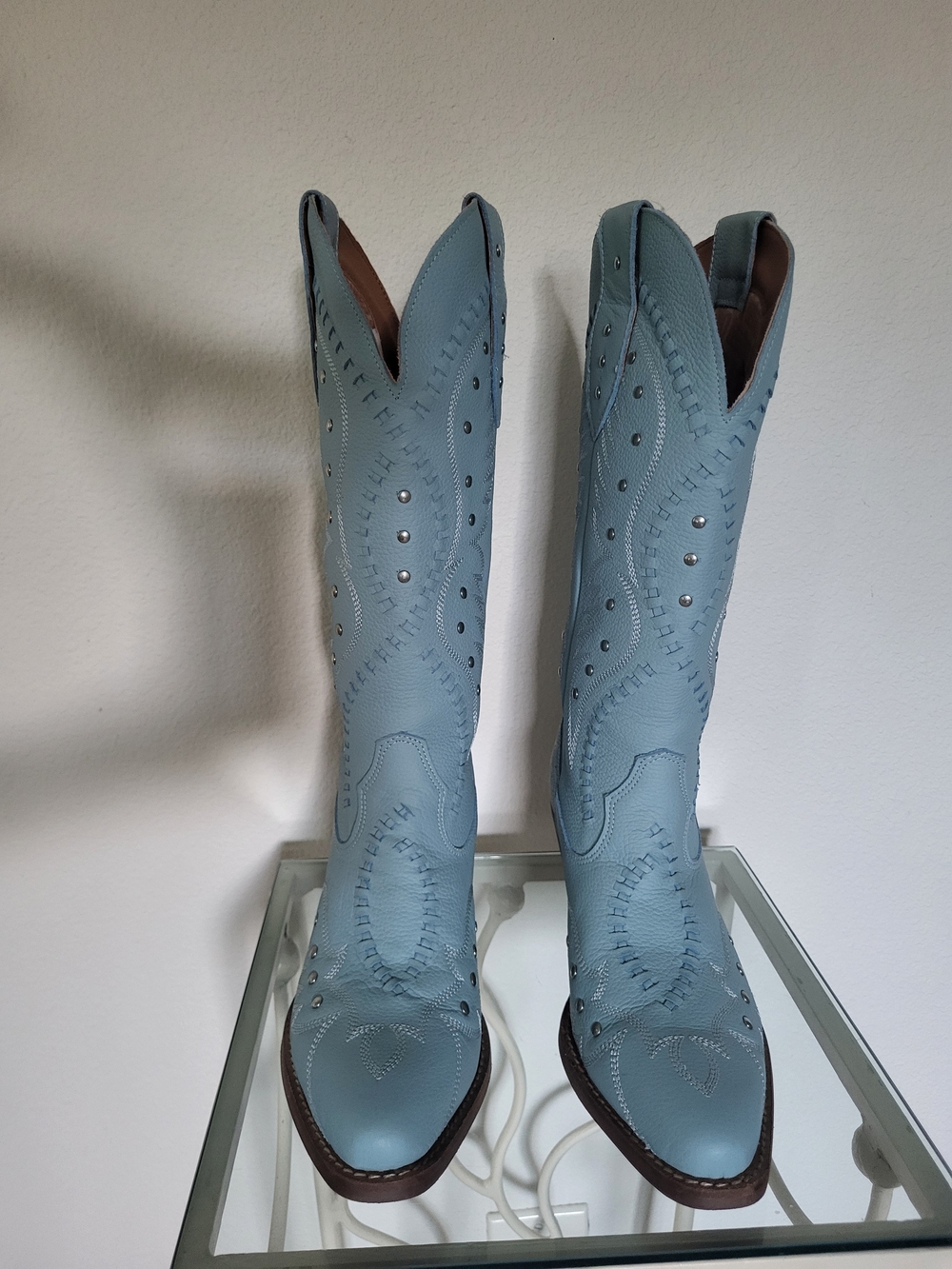 dingo Blue Studded Western Knee-High Boots Nwt